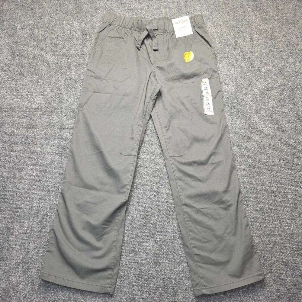 Boys Size 12 Gray Straight Pull-On Pants Stretch Reinforced Knee